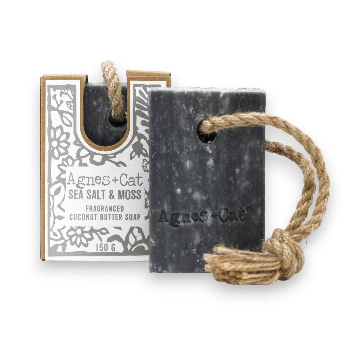 Agnes + Cat Zeep aan Koord – Sea Salt & Moss – 150 g