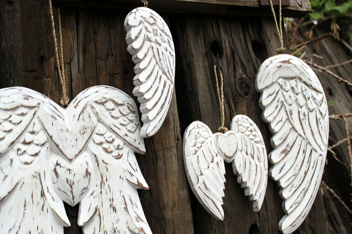 Houten Engelenvleugel Whitewash – 18 cm