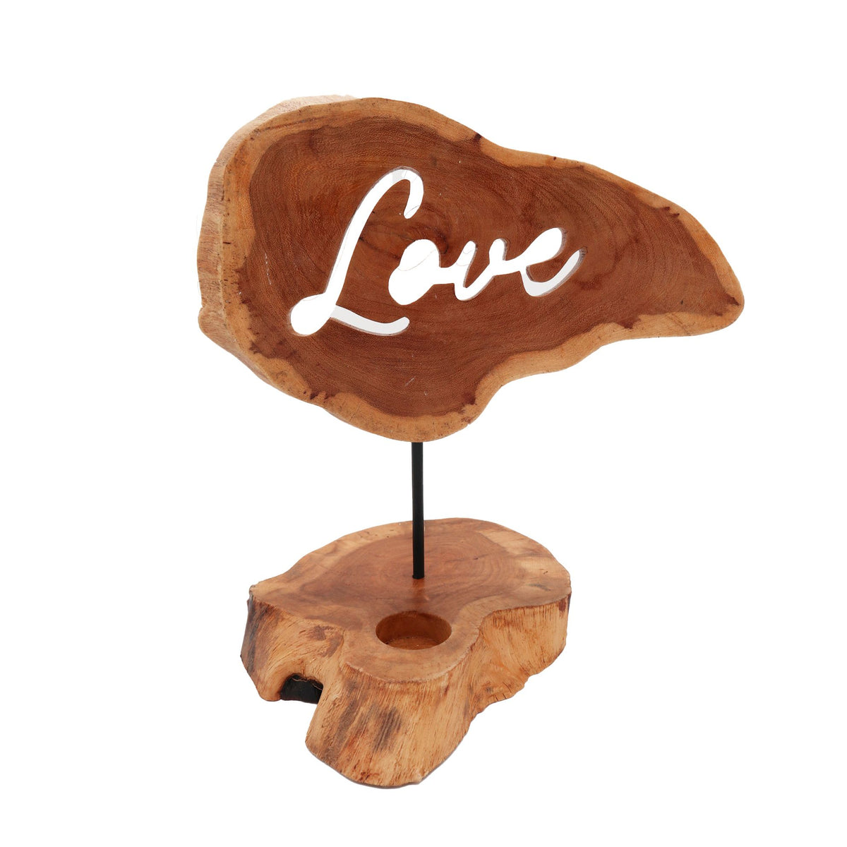 Houten Theelichthouder Love – Handgemaakt
