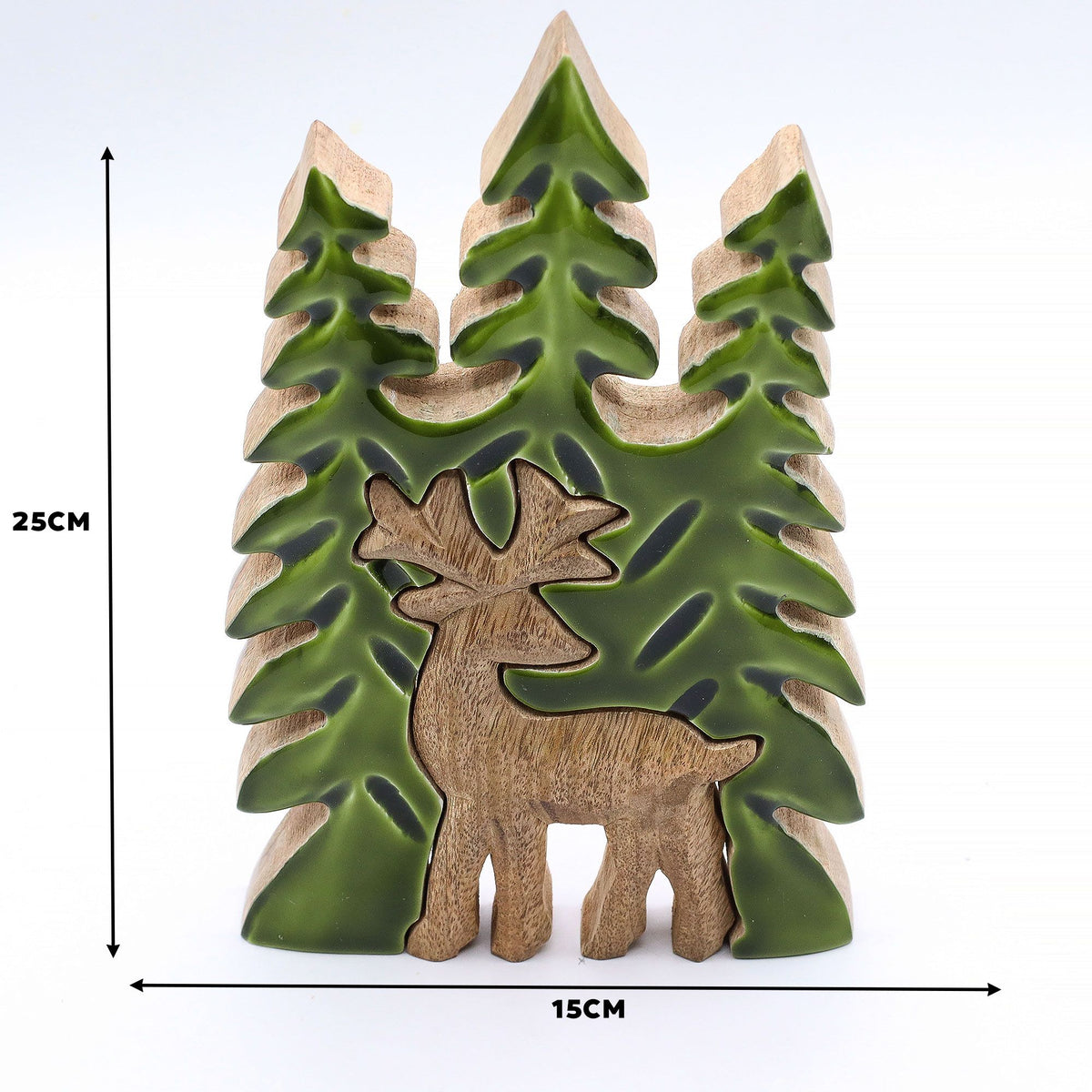 Mango Houten Bosdecoratie met Hert – 25 cm