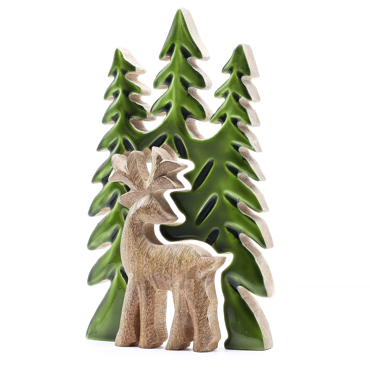 Mango Houten Bosdecoratie met Hert – 25 cm