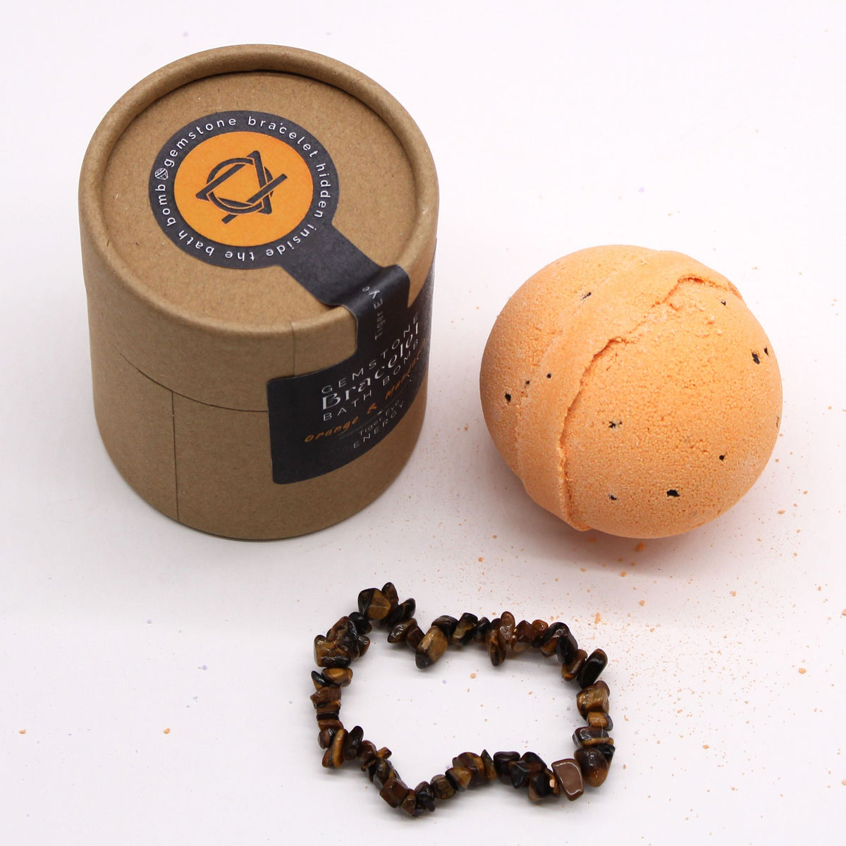 Bruisbal met Tijgeroog Armband – Sinaasappel & Mandarijn