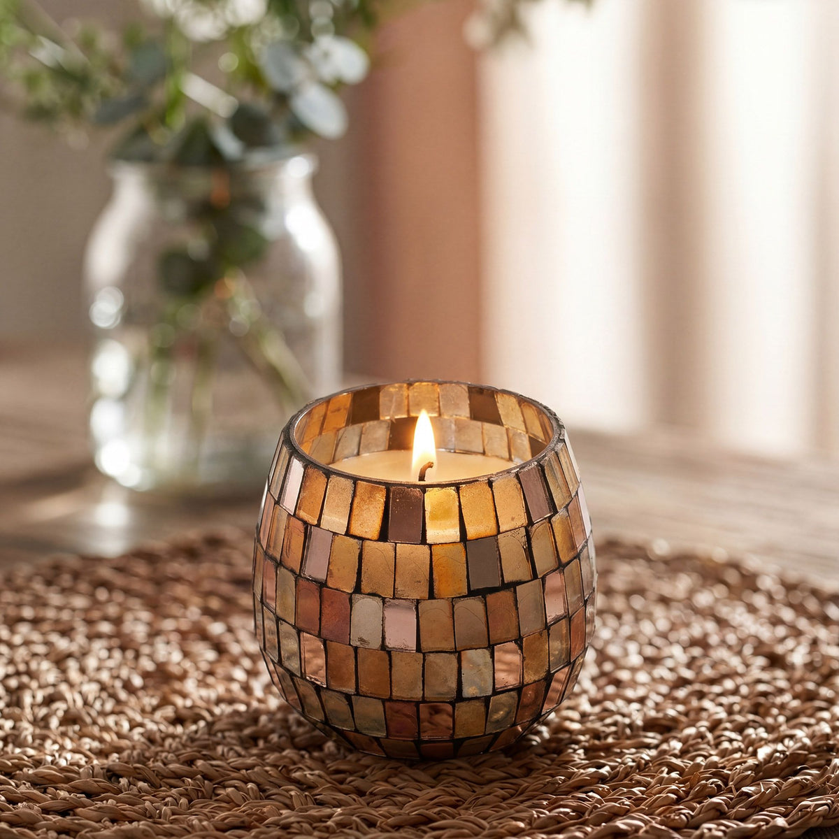 Amber Mosaic Glazen Kaars Small