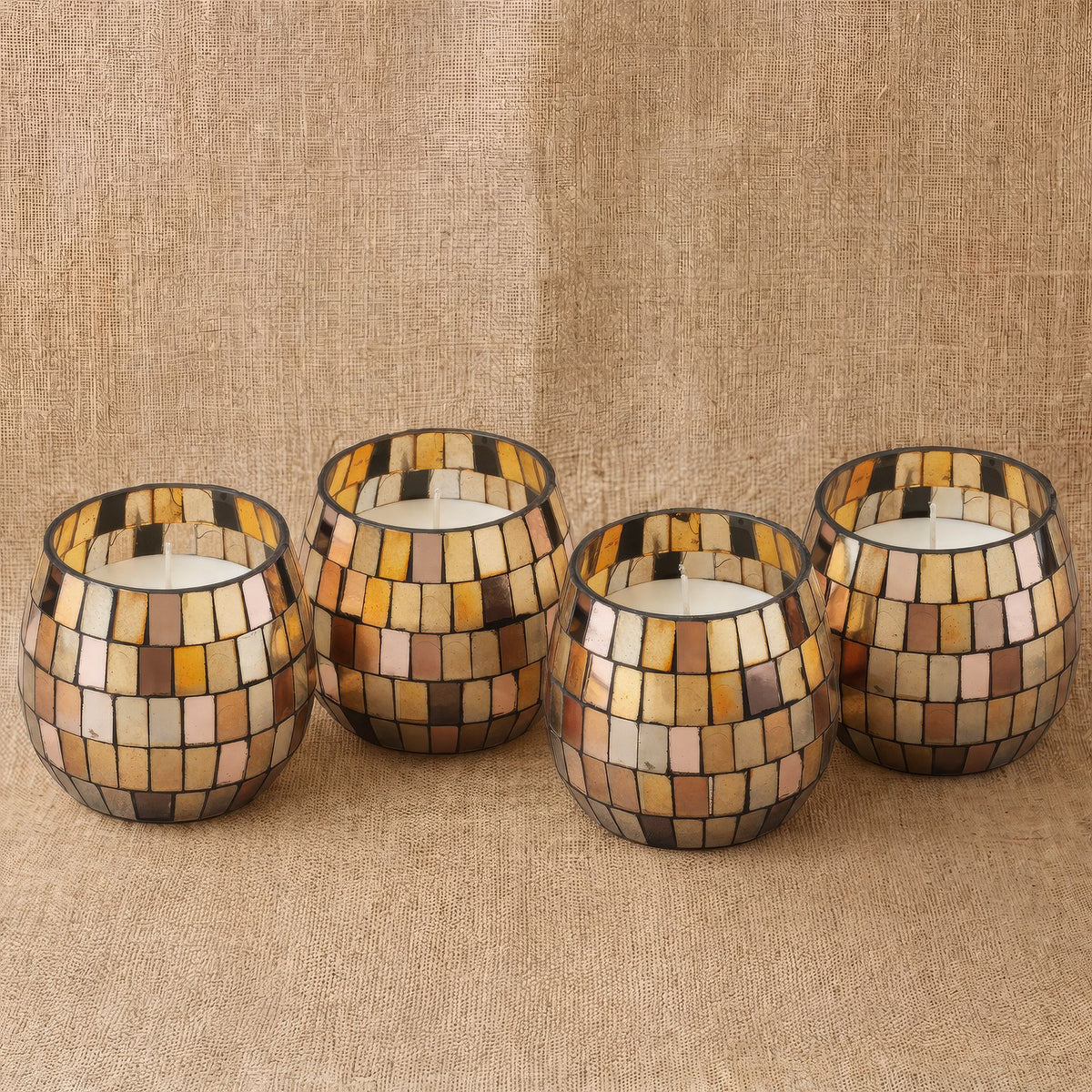 Amber Mosaic Glazen Kaars Small