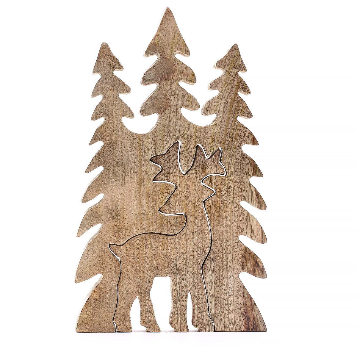 Mango Houten Bosdecoratie met Hert – 25 cm