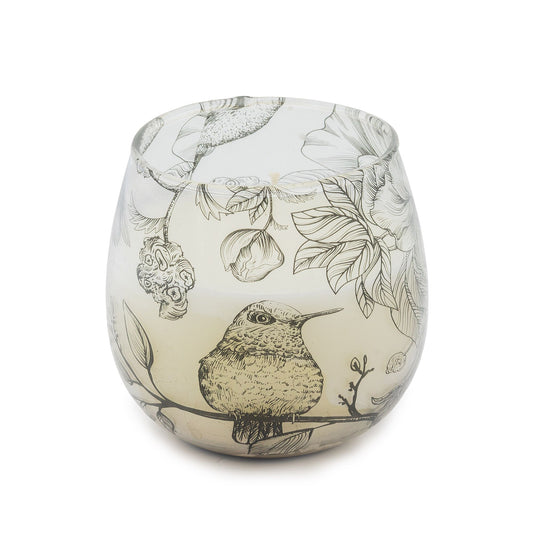 Drawn by Flame Glazen Kaars Small – Botanische Vogelillustraties