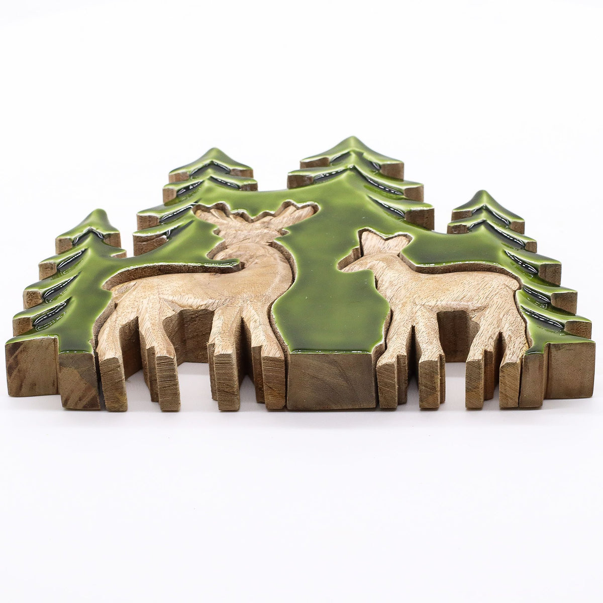 Mango Houten Bosdecoratie met Twee Herten – 23 cm