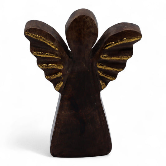 Mango Houten Engel met Gouden Vleugels – Small