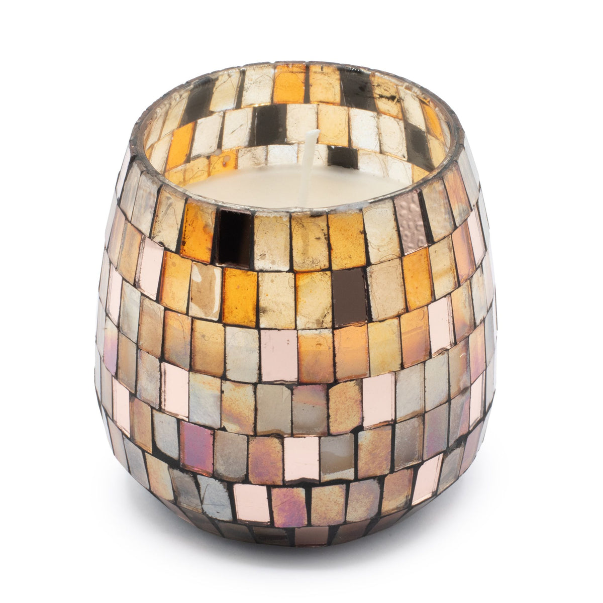 Amber Mosaic Glazen Kaars Medium