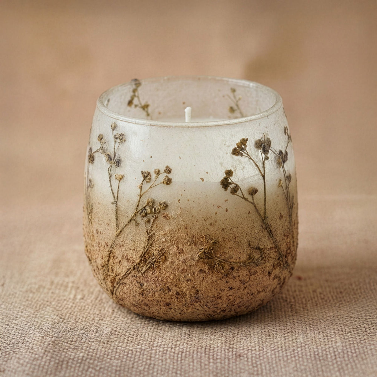 Wildlight Woods Glazen Kaars Medium – Gedroogde Bloemen