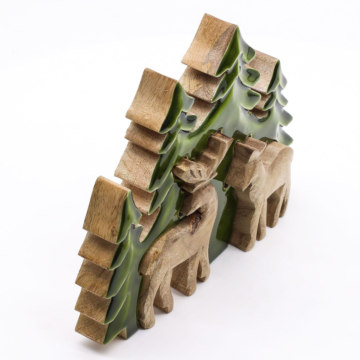 Mango Houten Bosdecoratie met Twee Herten – 23 cm