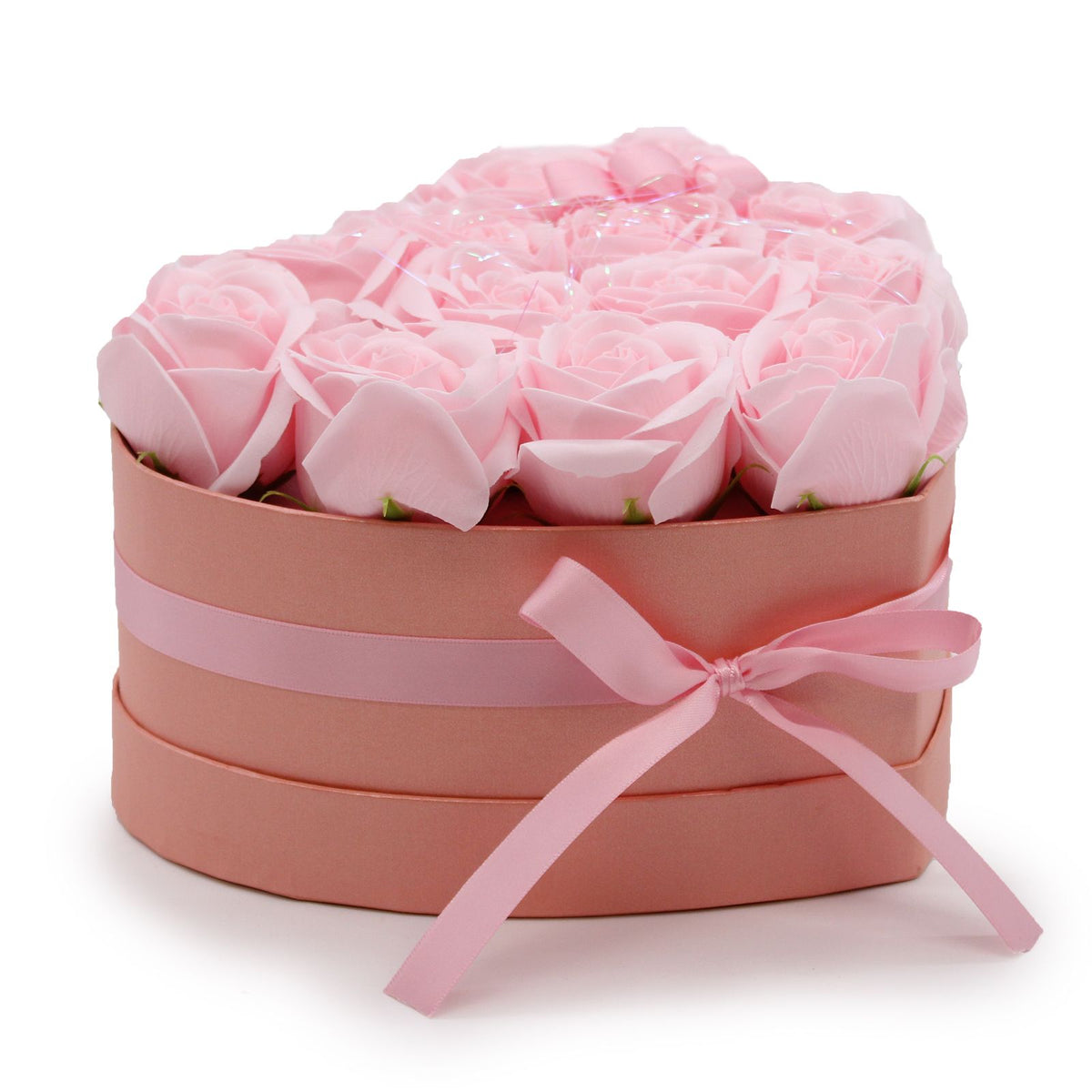 Zeepbloemen Geschenkboeket – 13 Roze Rozen in Hartvorm
