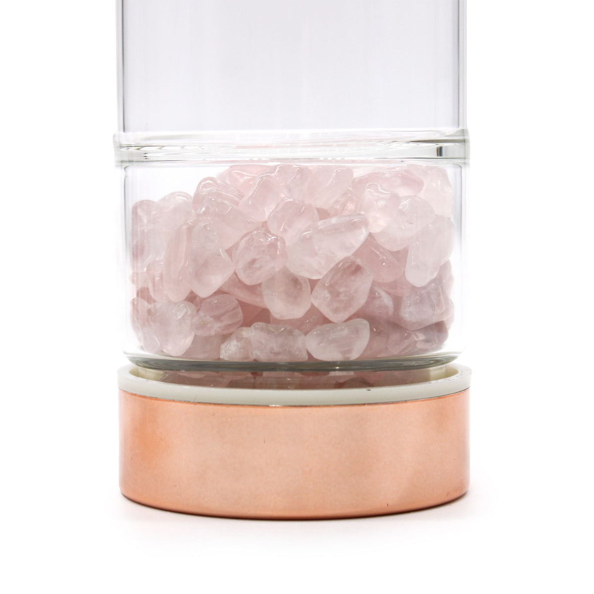 Glazen Thee Infuserfles met Natuursteen – Rozenkwarts