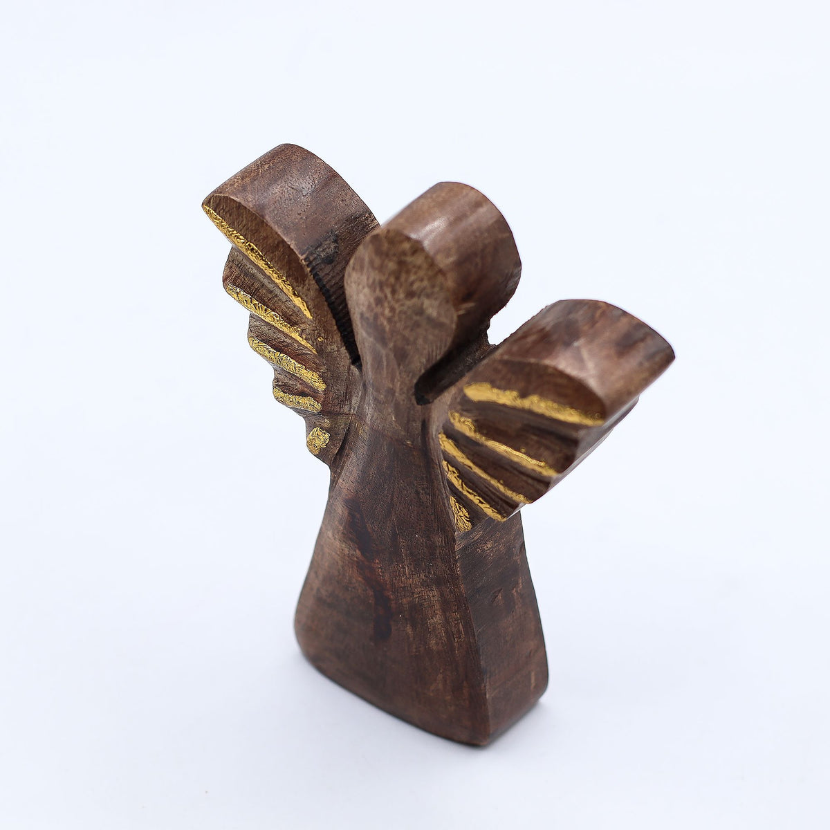 Mango Houten Engel met Gouden Vleugels – Small