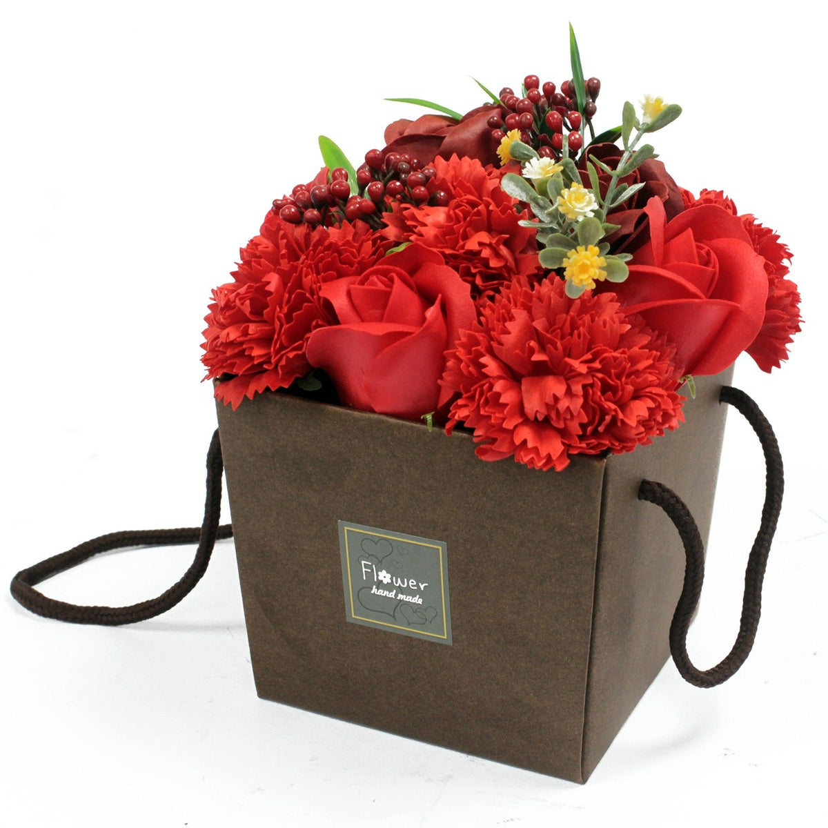 Zeepbloemen Boeket – Rode Rozen & Anjers