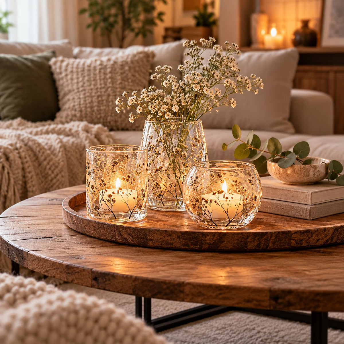 Botanische Glazen Kaarsenhouders Margarita – Set van 3