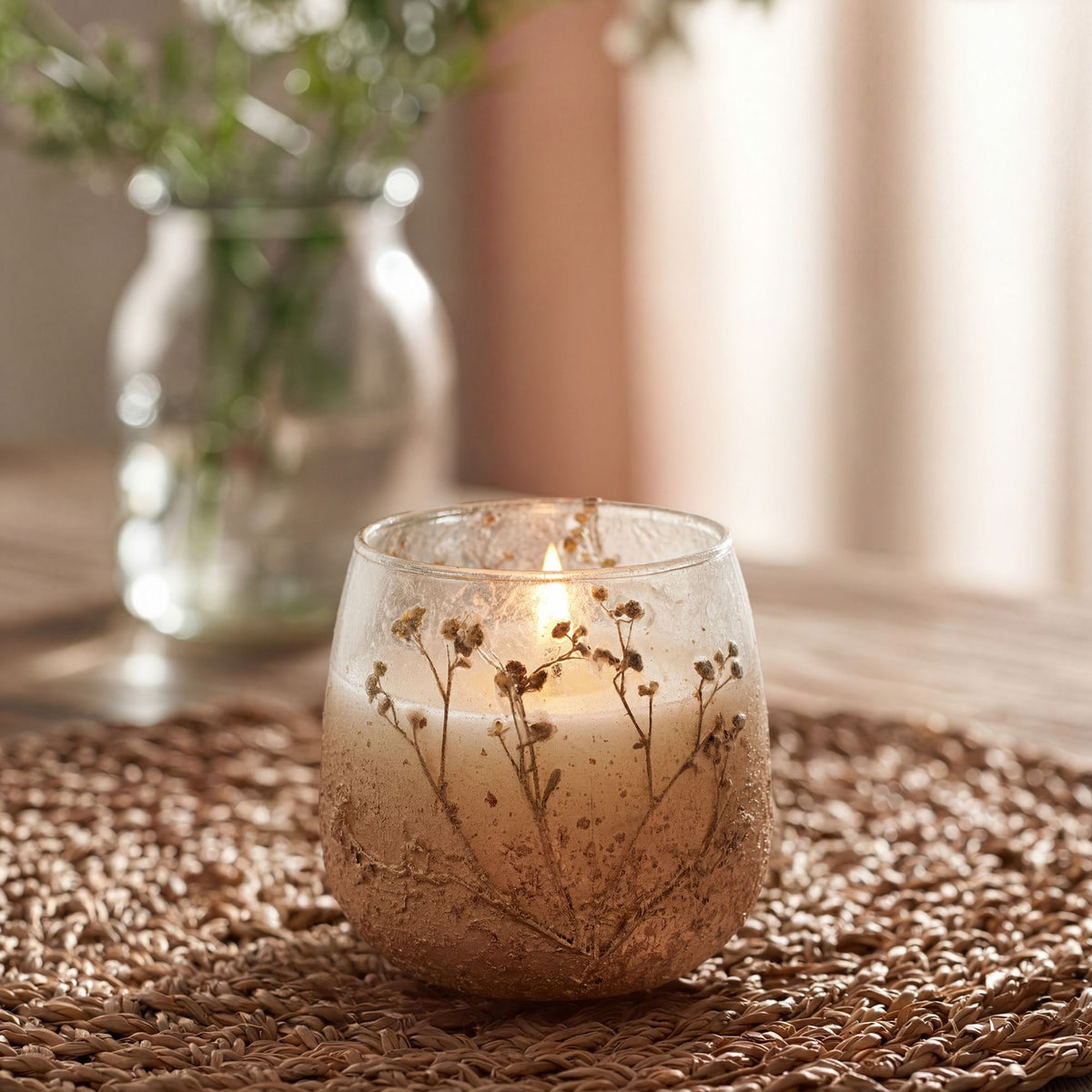 Wildlight Woods Glazen Kaars Small – Gedroogde Bloemen